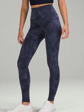 Lululemon Pre-loved Wunder Train High-Rise Diamond Dye Blue Tights Size 6